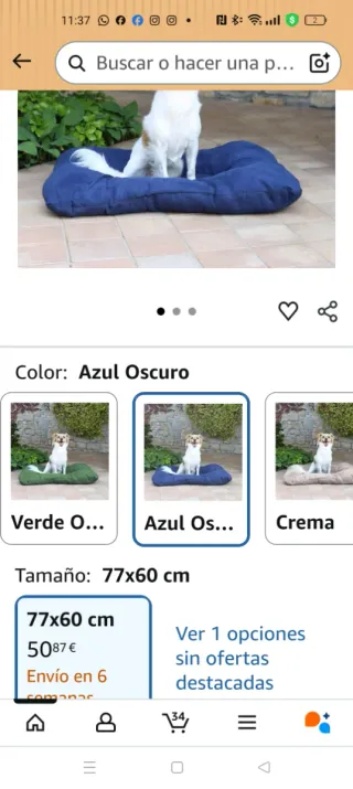 Cama para perro azul oscuro
