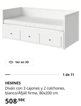 Diván HEMNES IKEA 3 cajones + 2 colchones