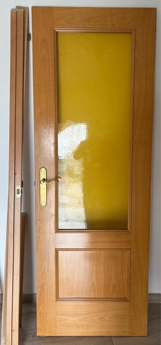 Puerta madera y cristal 203,5x72,5