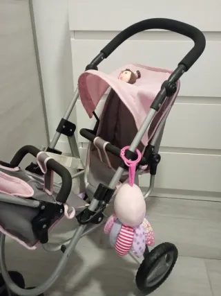 Carrito de bebé gemelar de juguete