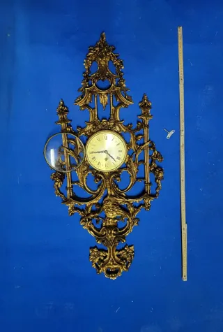 Orologio da parete dorato anni '60