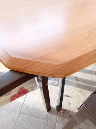 Mesa de jardín y 6 sillas ratán/madera