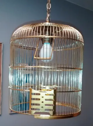 Lámpara de techo jaula dorada vintage
