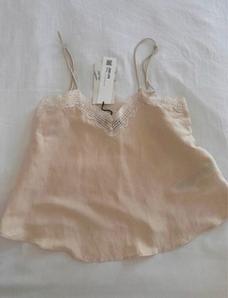 Blusa Zara Beige Encaje