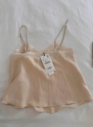 Blusa Zara Beige Encaje