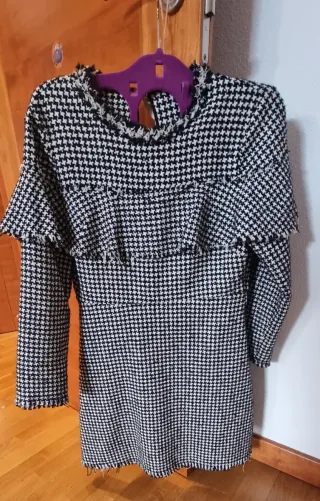 Vestido Zara Negro y Blanco Talla S