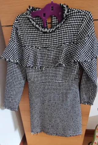 Vestido Zara Negro y Blanco Talla S