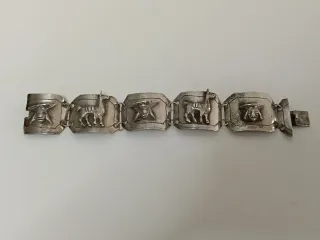 Pulsera Plata Peruana Llama y Rostro