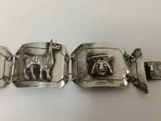 Pulsera Plata Peruana Llama y Rostro