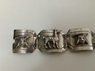 Pulsera Plata Peruana Llama y Rostro