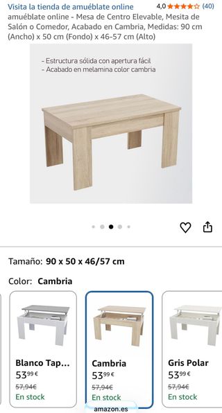 Mesa centro elevable madera