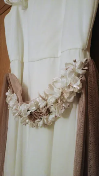 Mono Vestido Comunión Niña Blanco y Rosa