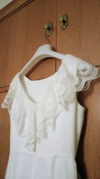 Mono Vestido Comunión Niña Blanco y Rosa