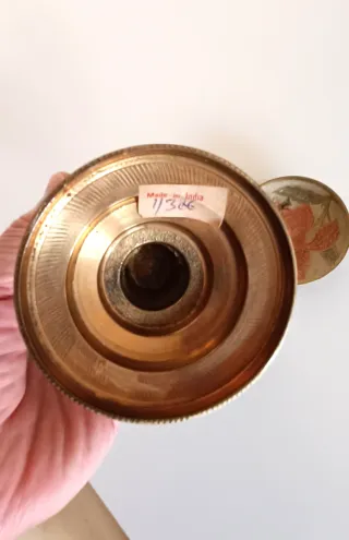 Jarrón de latón vintage con esmalte