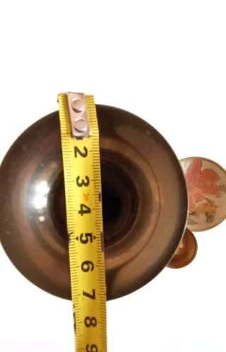 Jarrón de latón vintage con esmalte