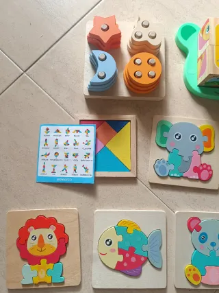 Lote Rompecabezas Madera Animales y Formas