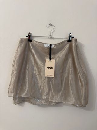 Camisa y falda Mango Lentejuelas Plateadas