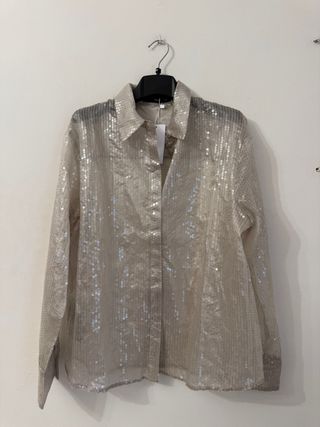 Camisa y falda Mango Lentejuelas Plateadas