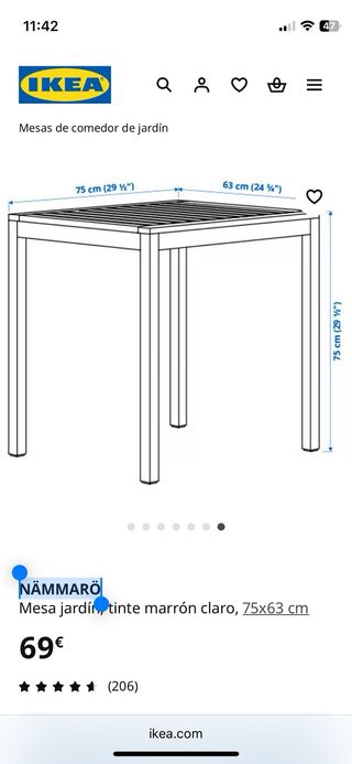 Mesa Terraza Ikea Madera y Metal