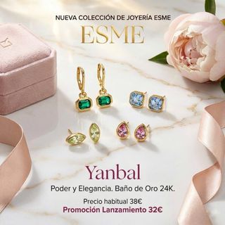 Pendientes Yanbal Esme Baño Oro 24K