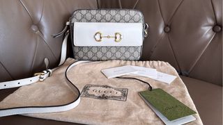 Borsa Gucci Horsebit 1955 Beige/Bianca