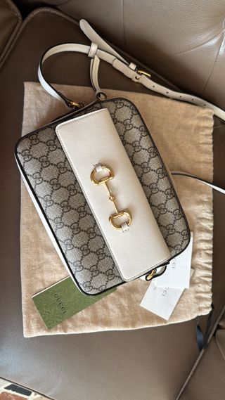 Borsa Gucci Horsebit 1955 Beige/Bianca