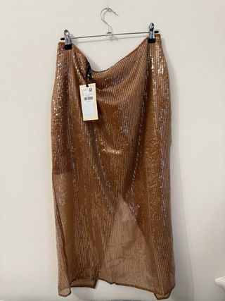 Conjunto falda y camisa lentejuelas Mango