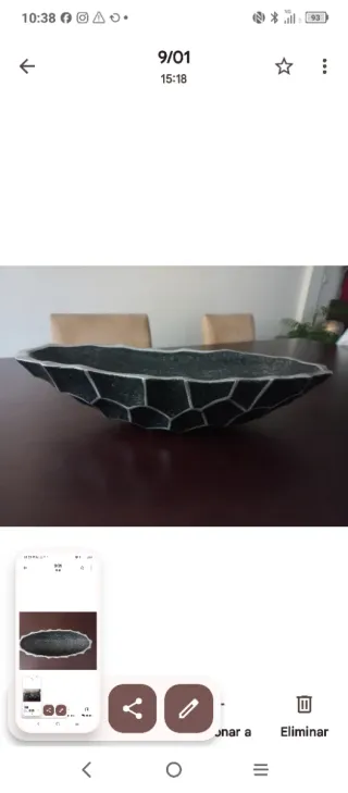 Terrina centro metal e pedra