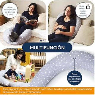 Cojín Embarazo Lactancia Niimo XXL Estrellas Gris