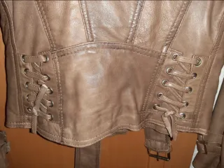 Cazadora Biker Piel Cruzada Marrón