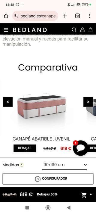 Canapé juvenil azul y blanco