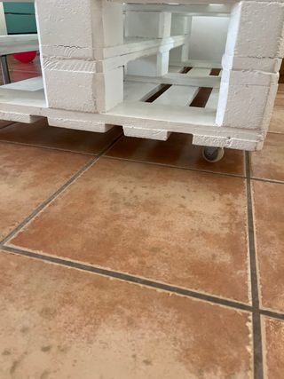 Mesa Palet Doble Blanca con Cristal