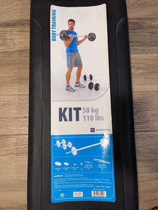 Kit Pesas 50 kg (110 lbs) con Barra y Estuche