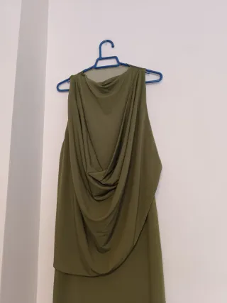 Vestido largo drapeado verde
