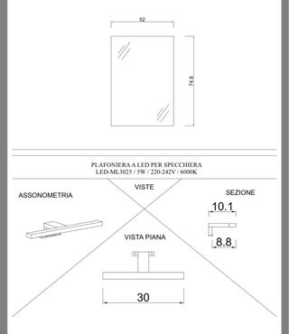 Specchiera bagno con LED e mobile sospeso NUOVO!