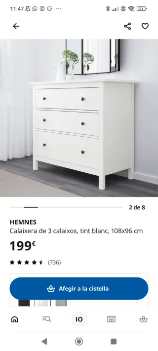 Cajonera Ikea Blanca 3 cajones