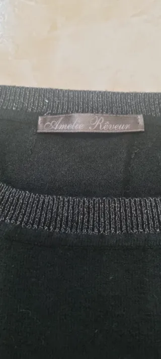 Maglione donna nero con tasche