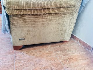 Sofá de tela beige y verde 2 plazas GRANDES