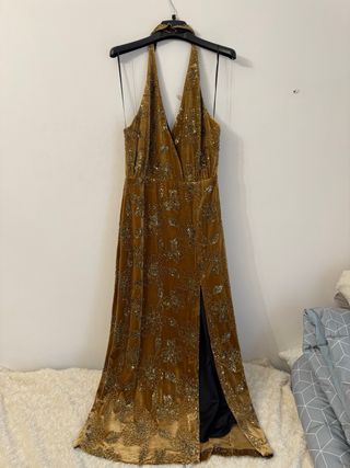 Vestido largo lentejuelas Zara