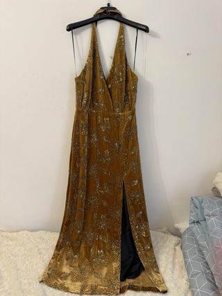 Vestido largo lentejuelas Zara