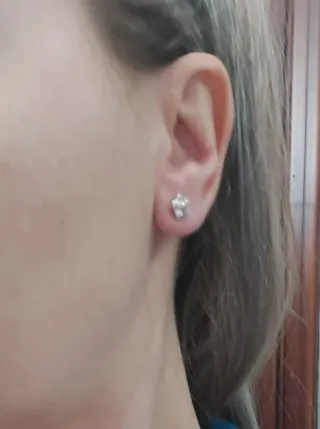 Orecchini fiore oro bianco 750