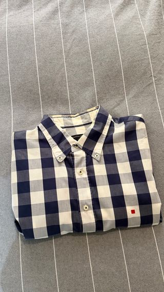 Camisa Purificación García cuadros azul y blanco
