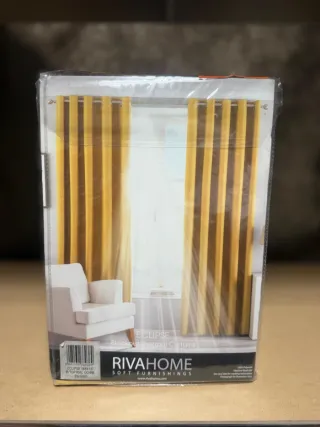 Cortinas Ocre Ojal 168x137cm (Par) Nuevas