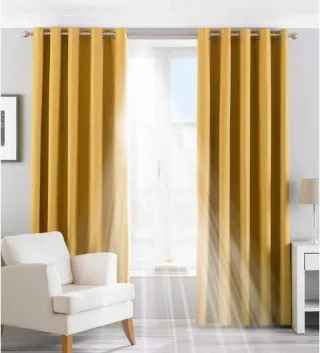 Cortinas Ocre Ojal 168x137cm (Par) Nuevas