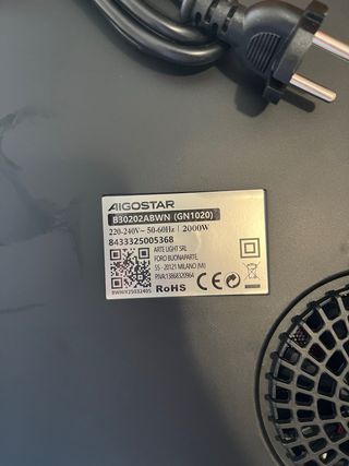 Placa de inducción Aigostar nueva nunca usada
