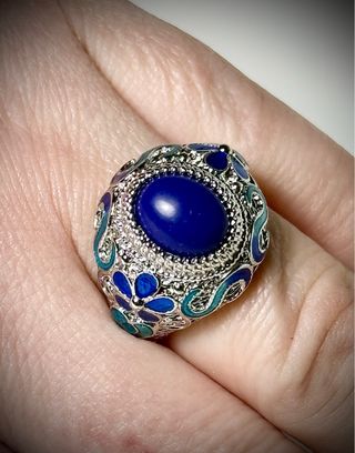 Anillo Vintage Ajustable con Lapislázuli