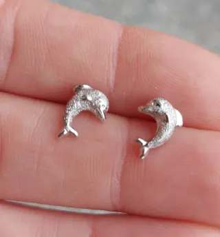 Orecchini delfino oro bianco 750