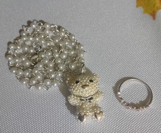 Set collana con ciondolo orsetto e anello argento