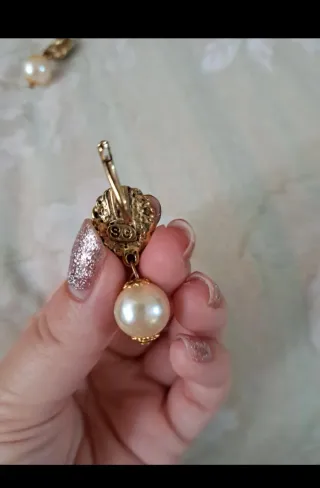 Orecchini vintage Cameo perle e oro