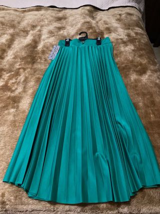 Falda verde tablas cinturilla elástica talla única